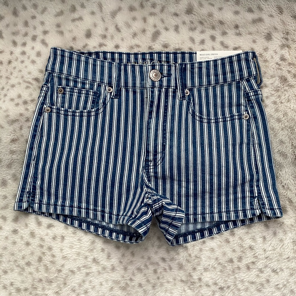 American Eagle Hi-Rise Shortie Stripe Shorts